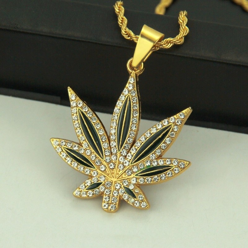 Hip Hop Cannabis Blatt Halskette